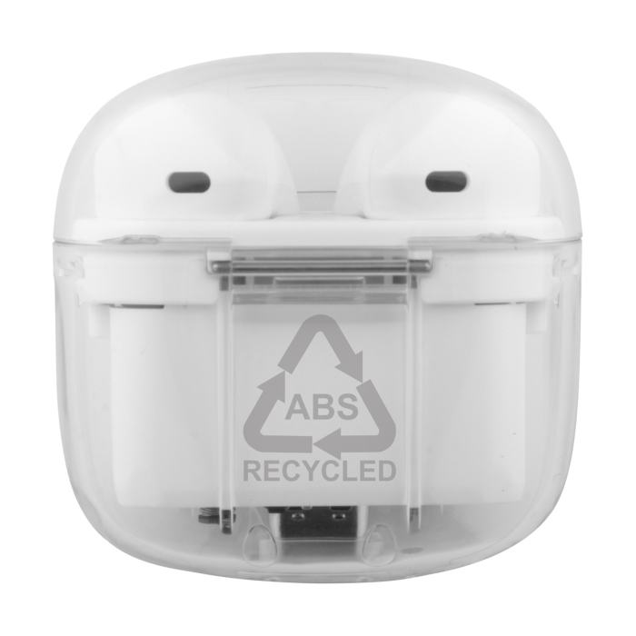 Reklámajándék | Trance RABS átlátszó bluetooth fülhallgató, fehér