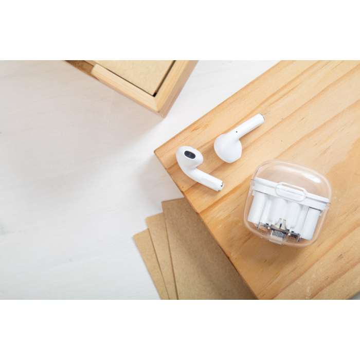 Reklámajándék | Trance RABS átlátszó bluetooth fülhallgató, fehér