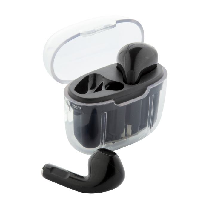 Reklámajándék | Trance RABS átlátszó bluetooth fülhallgató, fekete