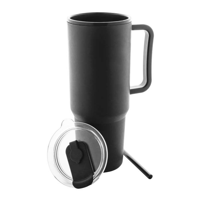 Reklámajándék | Trenta thermo bögre, fekete, 1100 ml