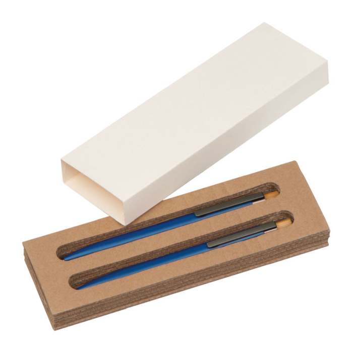 Újrahasznosított alumínium írószer készlet, kék | Reklámajándék, reklámtárgy, céges ajándék, egyedi reklámajándék Reklámajándék | Újrahasznosított alumínium írószer készlet, kék