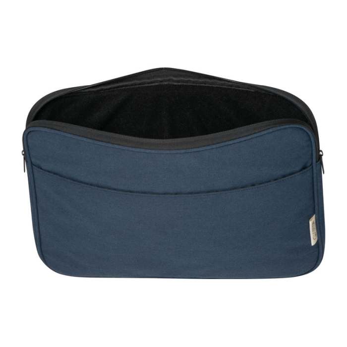 Reklámajándék | Újrahasznosított pamut laptop táska, sötétkék