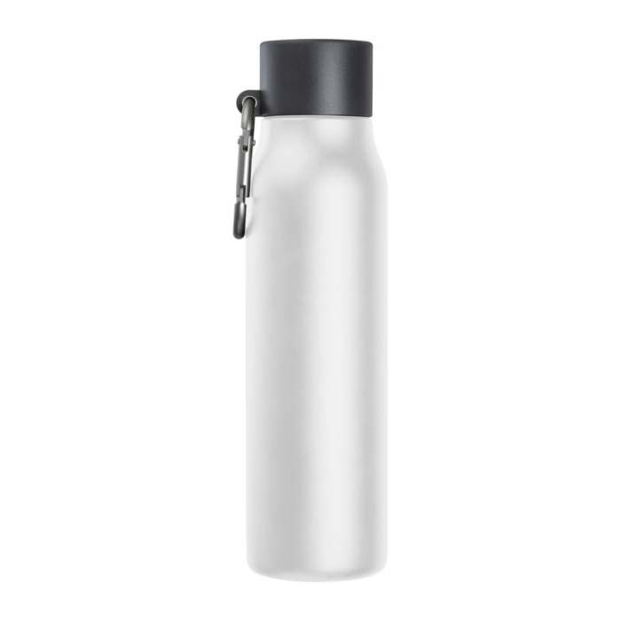 Vákuumszigetelt ivópalack karabinerrel, 600 ml, fehér | Reklámajándék, reklámtárgy, céges ajándék, egyedi reklámajándék Reklámajándék | Vákuumszigetelt ivópalack karabinerrel, 600 ml, fehér
