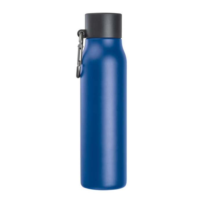 Vákuumszigetelt ivópalack karabinerrel, 600 ml, kék | Reklámajándék, reklámtárgy, céges ajándék, egyedi reklámajándék Reklámajándék | Vákuumszigetelt ivópalack karabinerrel, 600 ml, kék
