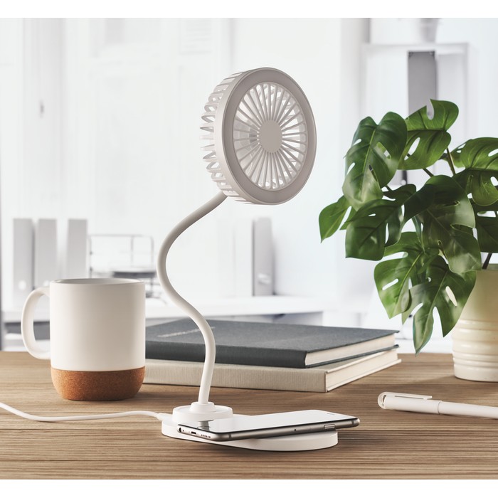 Viento asztali töltő ventilátorral, fehér