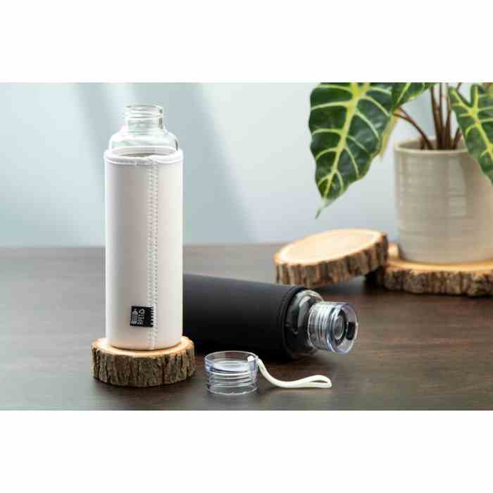 Reklámajándék | Vitrem újrahasznosított üveg kulacs, fehér, 550 ml