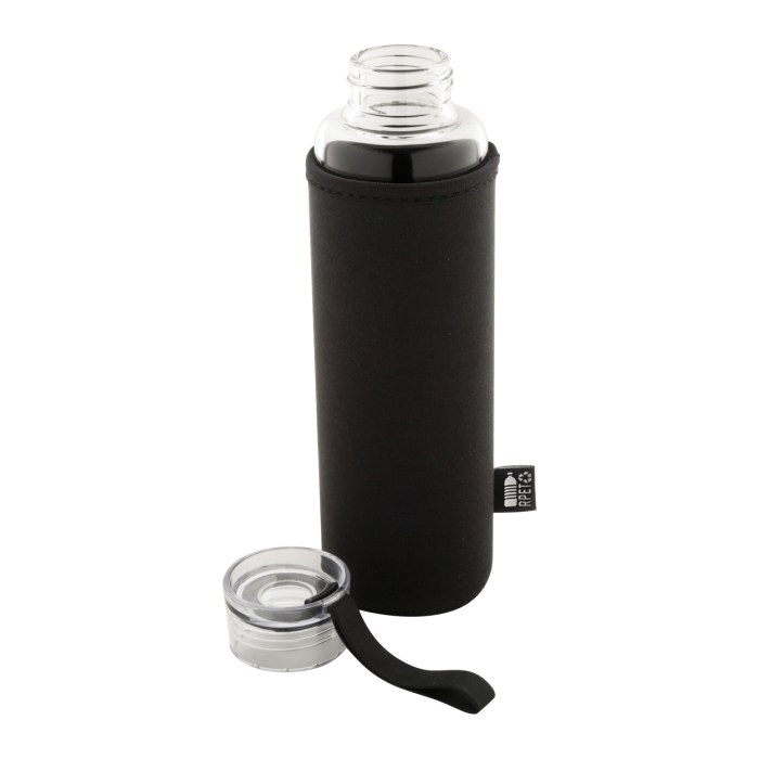 Reklámajándék | Vitrem újrahasznosított üveg kulacs, fekete, 550 ml