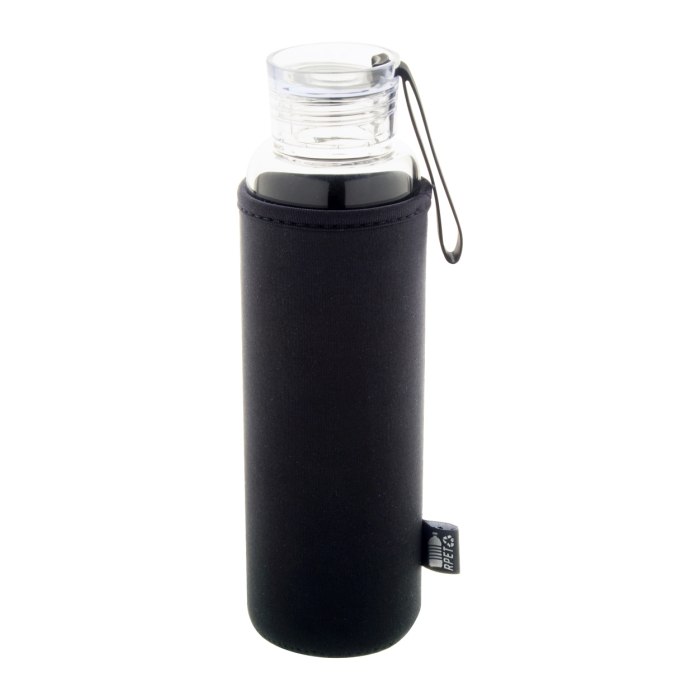 Reklámajándék | Vitrem újrahasznosított üveg kulacs, fekete, 550 ml