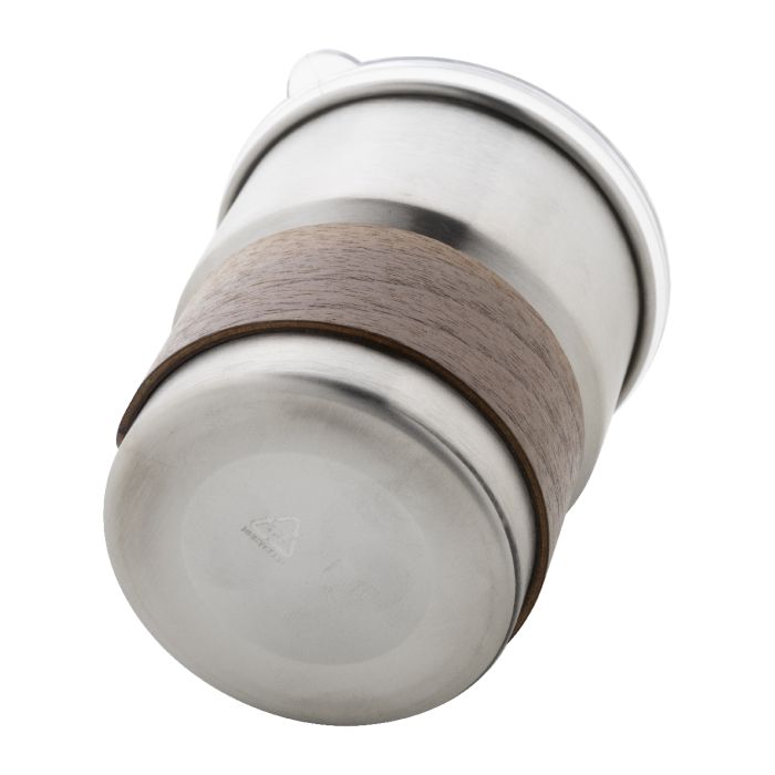 Waffee újrahasznosított rozsdamentes acél utazó pohár, ezüst | Reklámajándék, reklámtárgy, céges ajándék, egyedi reklámajándék Reklámajándék | Waffee újrahasznosított rozsdamentes acél utazó pohár, ezüst