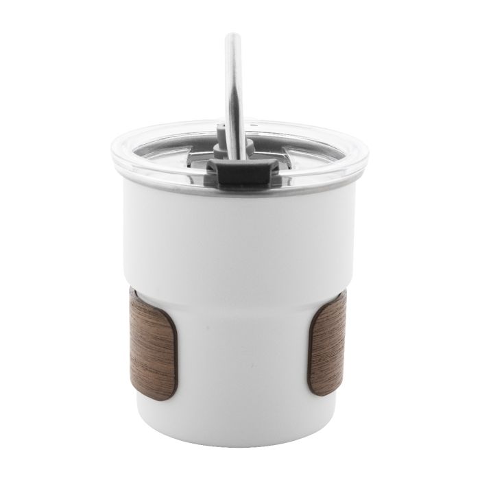 Reklámajándék | Waffee újrahasznosított rozsdamentes acél utazó pohár, fehér