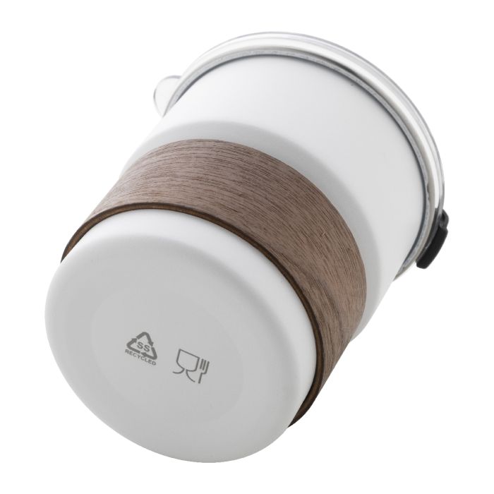 Reklámajándék | Waffee újrahasznosított rozsdamentes acél utazó pohár, fehér