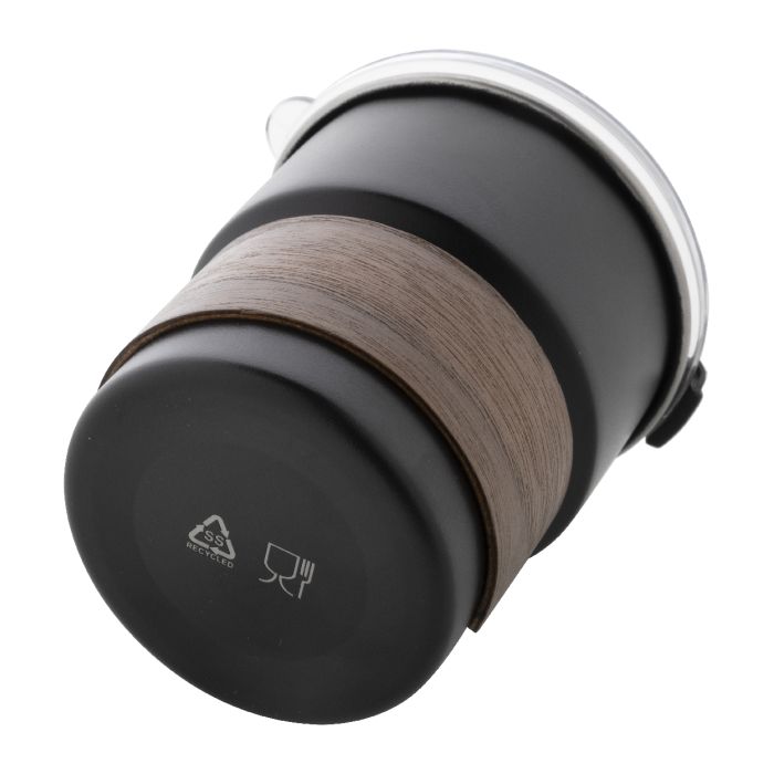 Waffee újrahasznosított rozsdamentes acél utazó pohár, fekete | Reklámajándék, reklámtárgy, céges ajándék, egyedi reklámajándék Reklámajándék | Waffee újrahasznosított rozsdamentes acél utazó pohár, fekete