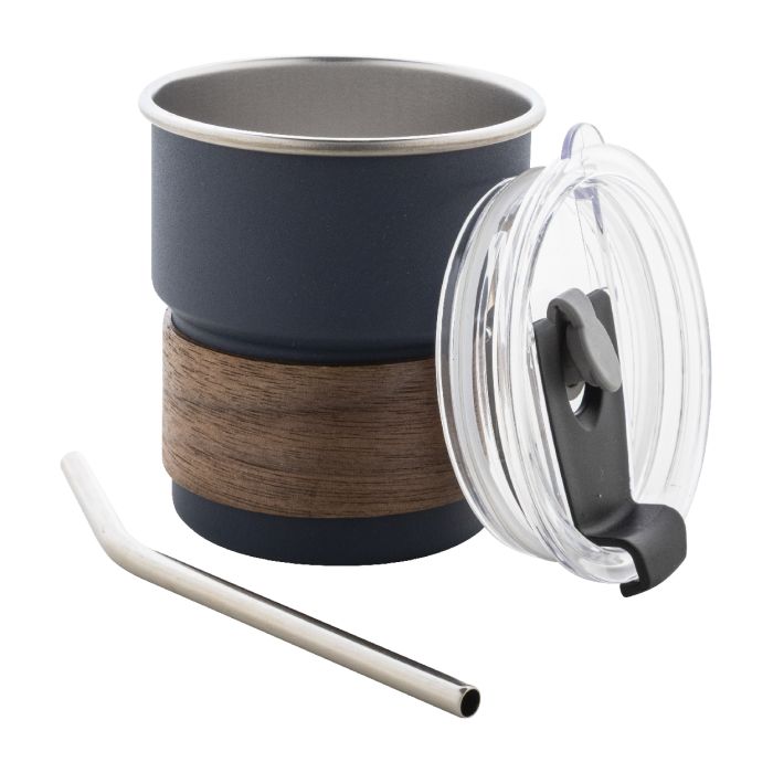 Waffee újrahasznosított rozsdamentes acél utazó pohár, sötét kék | Reklámajándék, reklámtárgy, céges ajándék, egyedi reklámajándék Reklámajándék | Waffee újrahasznosított rozsdamentes acél utazó pohár, sötét kék