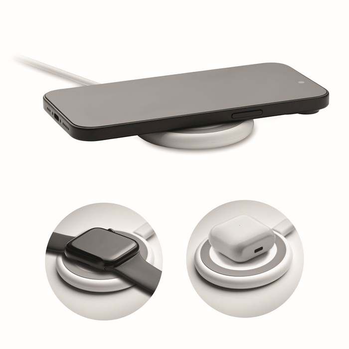 Werlies 3 az 1-ben vez. n. töltő 15W, fehér | Reklámajándék, reklámtárgy, céges ajándék, egyedi reklámajándék Reklámajándék | Werlies 3 az 1-ben vez. n. töltő 15W, fehér