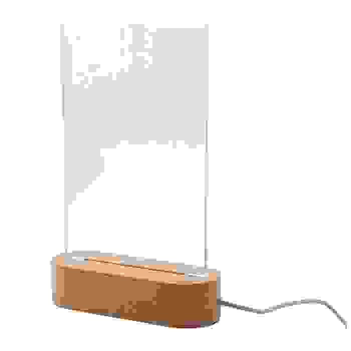 Reklámajándék | Woodify LED-es trófea, téglalap, átlátszó