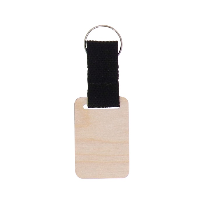 Reklámajándék | Woody Strap egyedi kulcstartó, téglalap, natúr